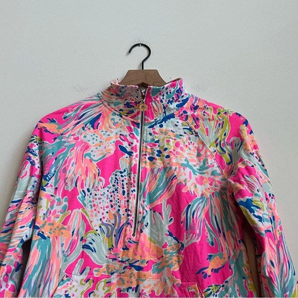 Lilly Pulitzer Small Skipper Popover  Tiki Pink Sunken Treasure Pullover 1/2 Zip - Picture 5 of 15